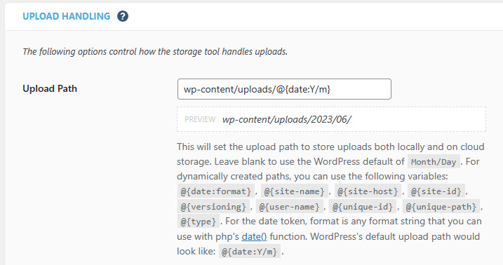 UPLOAD HANDLING Upload Path