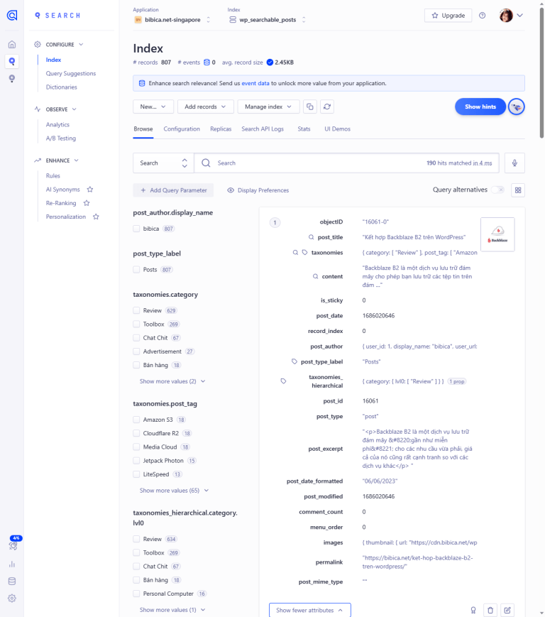 WP Search with Algolia – Rất gần sự hoàn hảo