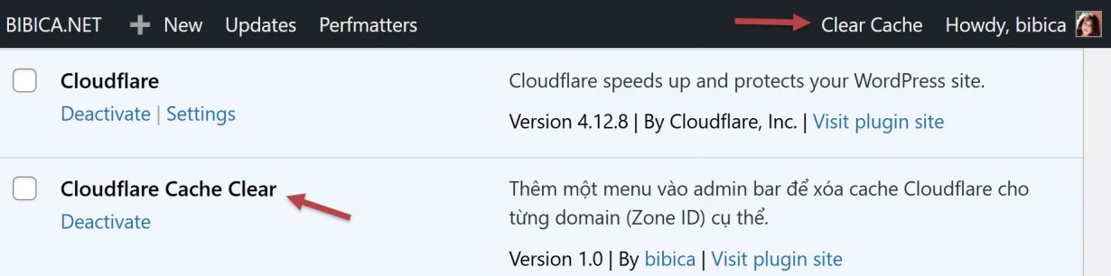 Cloudflare Cache Clear – xóa nhanh cache trên admin bar WordPress