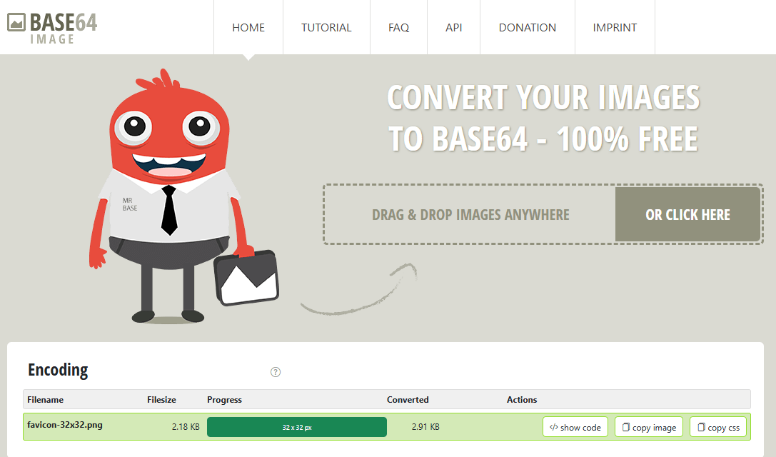 Tạo base64 (data URI) cho file favicon.ico