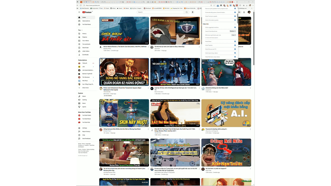 Control Panel for YouTube – Quản lý giao diện Youtube xuất sắc