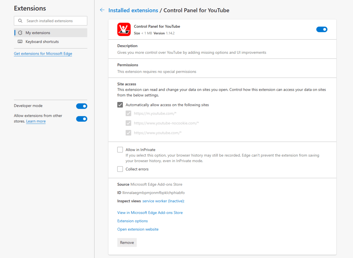 Control Panel for YouTube – Quản lý giao diện Youtube xuất sắc
