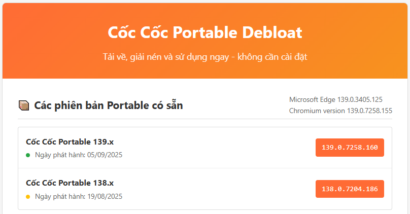 Cốc Cốc Portable Debloat với Chrome++