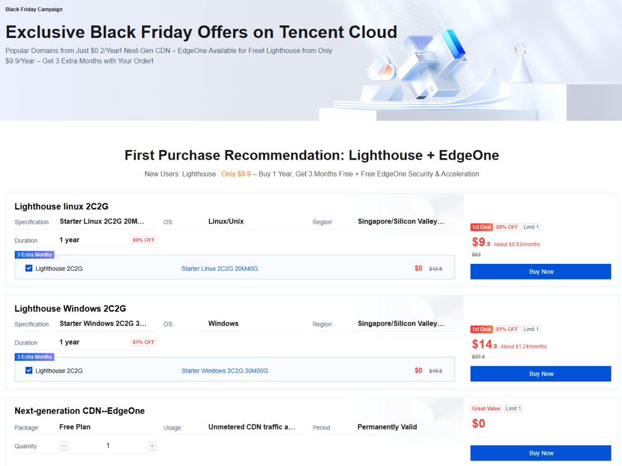 Black Friday Tencent Lighthouse Singapore