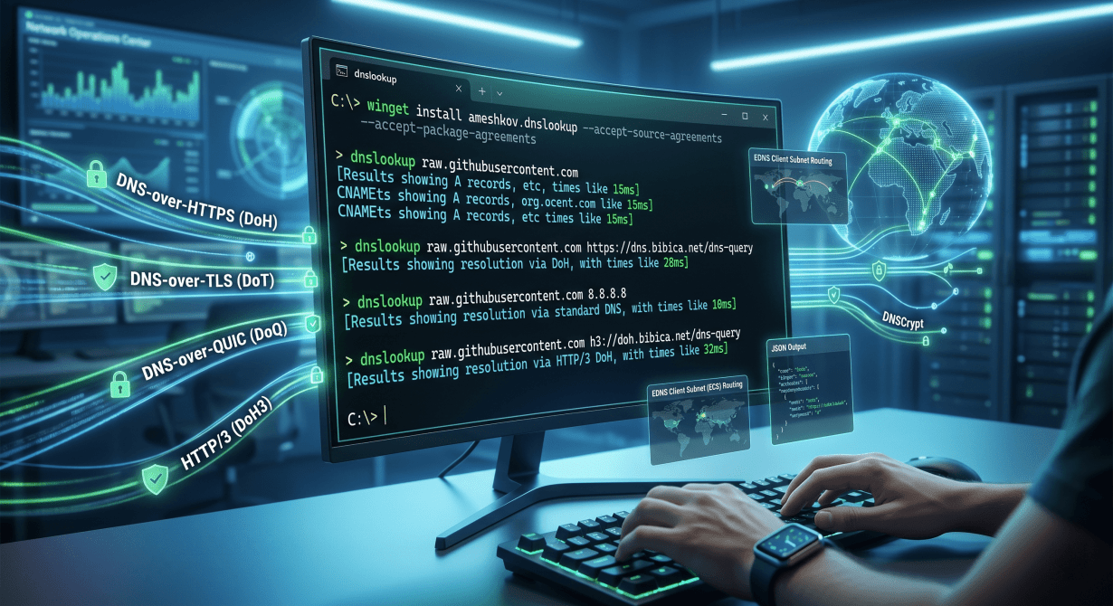 Giới thiệu dnslookup – Công cụ truy vấn DNS hỗ trợ DoH, DoT, DoQ và DNSCrypt