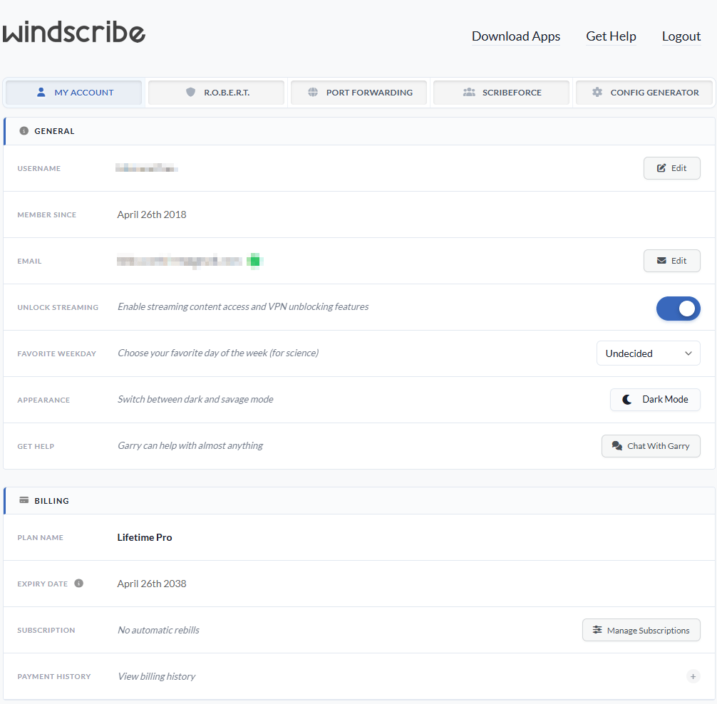 Thanh lý VPN – Windscribe Lifetime Pro