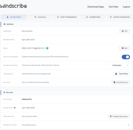 Thanh lý VPN – Windscribe Lifetime Pro