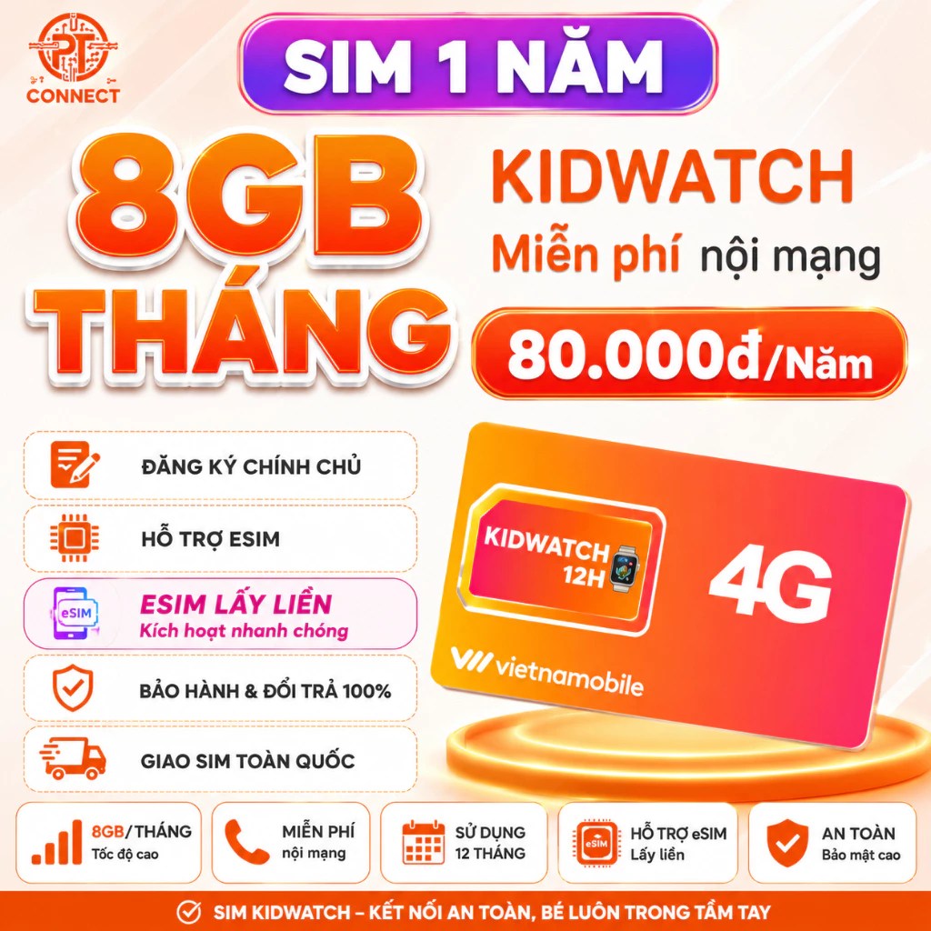 Sim Vietnamobile Kidwatch – 8GB data/ 1 tháng – 80.000 vnđ/1 năm – gọi nội mạng miễn phí 10 phút đầu tiên/cuộc